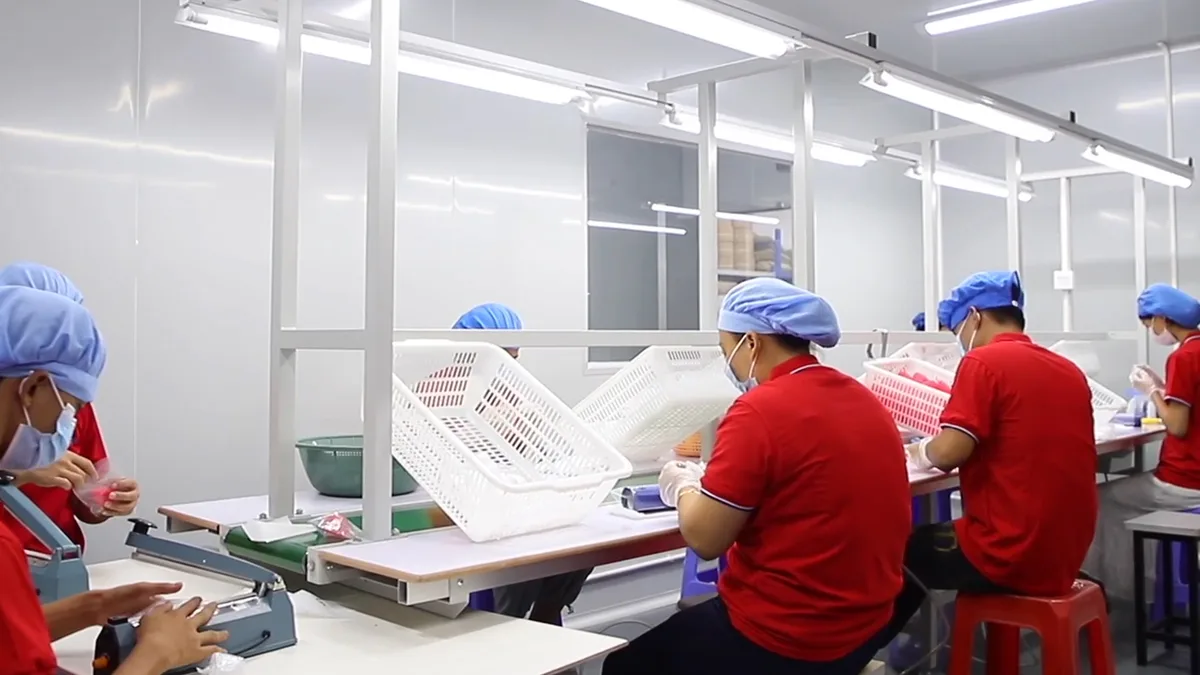 Menstrual cup OEM factory production floor with LSR molding — partner manufacturing alternative to building a plant