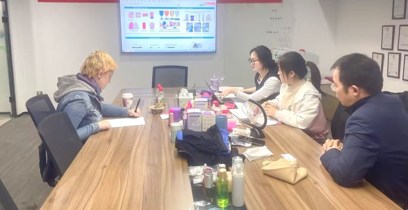 Conference-room product review with our Turkish client and Furuize design and quality teams