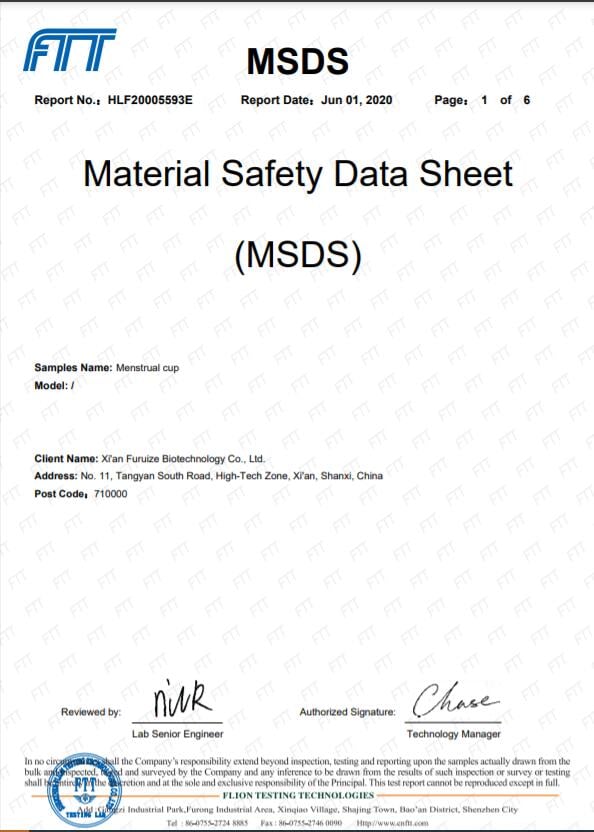 FDA compliance process documentation and batch traceability for menstrual cup exports