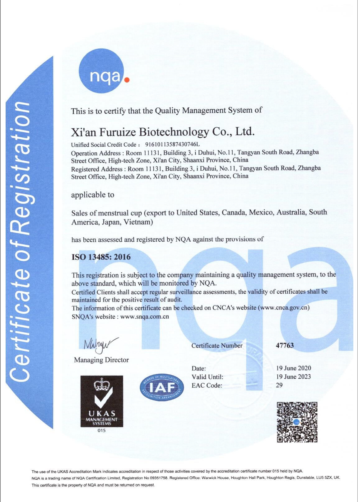 FDA-aligned manufacturing requirements in cleanroom menstrual cup production facility
